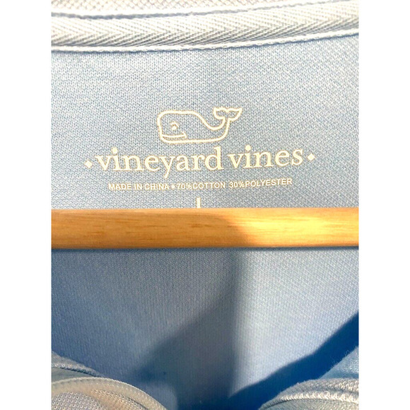 Vineyard Vines half zip light blue sweatshirt with logo women's size Large - Picture 3 of 4